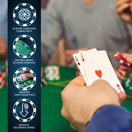 Poker Mat 36 x 72 inches with Storage Case, Double-Sided Blackjack Table Mat and Texas Hold'em, Casino Poker Felt Cover, Tabletop for Playing Cards and Home Game Nights