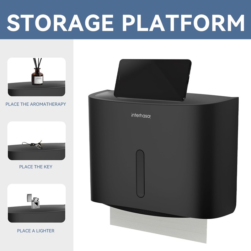 interhasa! Paper Towel Dispenser Wall Mounted, Adhesive Multifold Trifold c