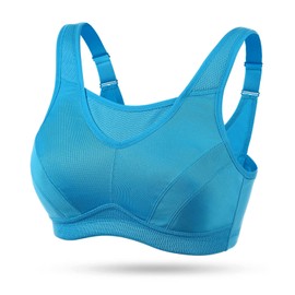 WingsLove - Brasier Deportivo para Mujer, Cobertura Completa, de Alto Impacto, sin Alambre, sin Acolchado（Azul,36D