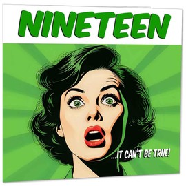 Funny 19th Birthday Card for Women - Comic Style - Girls Ladies Birthday Cards for Daughter Niece Friend 19 Years Old nineteen, nineteenth Her granddaughter female