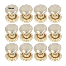 500set Metal Studs Rivets 8mm DIY Iron Double Flat Uniform Coating Electroplating Process Leather Hardware Supplies Gold