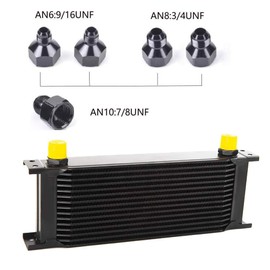 ZHSYMX 15 Row AN10-10AN Stacked Plate Oil Cooler With 6AN 8AN Adapter Universal Engine Transmission British Radiator Oil Cooler Condenser Aluminium Alloy Black