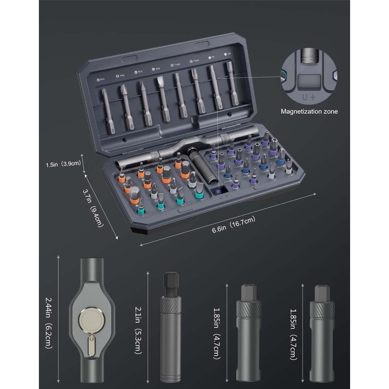 42 in 1 Magnetic Screwdriver Set, Multi Bit Ratcheting Screwdriver