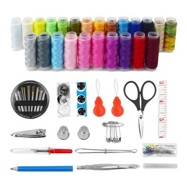 AALFA 97Set Travel Sewing Box Kit Sewing Thread Stitches Knitting Needles Tools Cloth Buttons Craft Scissor Home Organizer