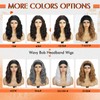 Glueless Wavy Headband Wigs 14inch Synthetic Honey Blonde Brown Mix