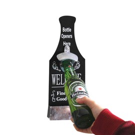 Abrebotellas, Ingenioso Recogedor de Abridor de Botellas Montado en la Pared Gris con Forma de Cerveza Decorativa para Bar (1)