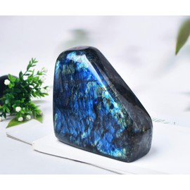 FZBHRO Large Labradorite Rock Polished Slab Block Healing Crystal Stone for Meditation Gift Home Decor 1.3-1.7 Pound