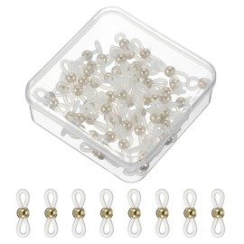 PATIKIL Eyeglass Chain End, 60 Pcs Adjustable Round Eyeglass Chain Connector Anti Slip Chain Loop Holder with Small Box for Eyeglass Holder Necklace Chain Sunglasses, White/Gold