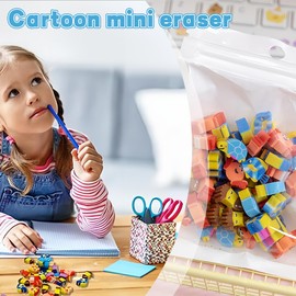 ZEPIQOR 100 pieces eraser animal set, eraser for children, novelty erasers for party favours, animal erasers for children, pencil eraser, gifts, class rewards for students, random style