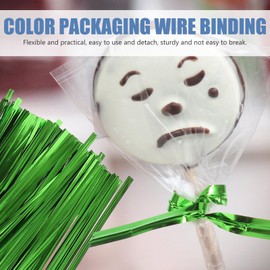 BESTOYARD Wrapping Tie, Wire Tie, Vinyl Tie, Metallic, Solid, Candy, For Presents, Bundling, Packaging, Packing Supplies, 3.9 inches (10 cm), Set of 800 (Green)