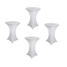30 x 42 Inch Highboy Cocktail Stretch Spandex Table Cover (White, 4 Pack)