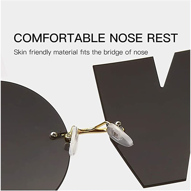 ENTHYI Letter NO Party Rimless Irregular Design Sunglasses For Men/Women