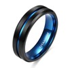 TIGRADE Titanium Ring 6mm 8mm Blue Centre Groove Wedding Band