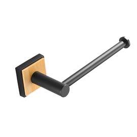 Sino Salected Bamboo Toilet Paper Holder,Matt Black,Wall Mount, Toilet Paper Roll Holder,no Drilling,Bathroom/Rv/Washroom, SUS 304 Stainless Steel, Rustproof