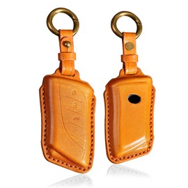 HIBEYO Smart 3 Button Leather Key Fob Case Cover Compatible with Lexus Nx ES UX Us Rc Lx Lc Gx Ls Gs Rx 300 350 500 250H 300H 350H 500H Car Accessories with Keychains-Brown