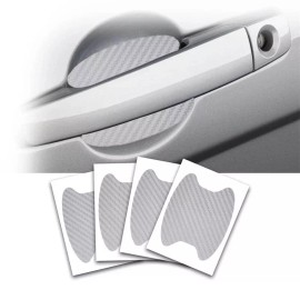Door Protection 4 Silver Carbon Fiber Truck Car Door Handle Protector Anti-Scratch Small Size