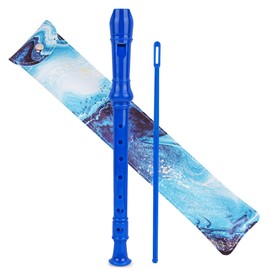 Jasenna Soprano Recorder, Elementary School Student, Beginner, 8 Hole C Key Soprano Recorder, Cleaning Stick, Fingering Chart, Leather Storage Bag (2-Blue Quicksand)