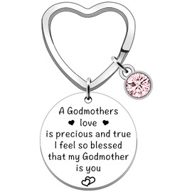 SDOFY Godmother Gifts Godmother Keyring Gifts for Mothers Day Christening Christmas Godmother Birthday Gifts (Precious and True)