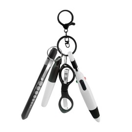 Sgphrzlt 5PCS Nurse Pen Set, Badge Reel Accessories Include Permanent Markers Retractable Ballpoint Pen Foldable Scissors Keychain Flashlight Clip for Work Healthcare Appreciation Gift (Black)