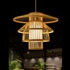 Bamboo Woven Pendant Light Imitation Sheepskin Chandelier Lantern Hanging Lamp