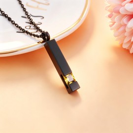 Sheng Jewelry Crystal Bar Memorial Urn Necklace Ashes Holder Keepsake Cremation Jewelry Pendant Stainless Steel Funeral Jewelry (Olive Green) S001-OG