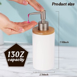 2 Pack Dish Soap Hand Soap, Ceramic Hand Soap Dispenser Set Kitchen 400ml Liquid Dispenser Bottle, Pump Jar Dispenser Refillable Hand Wash Dispenser For Bathroom, Countertop, Kitchen