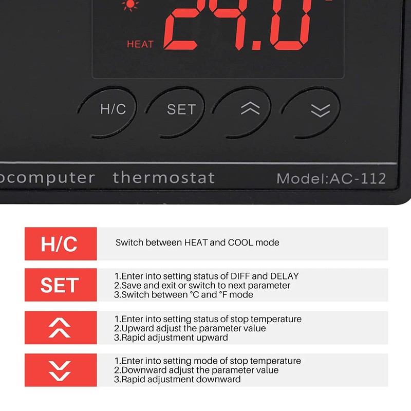Reptile Terrarium Thermostat Controller, NEKOSUKI Upgrade Digital LED Temperature Controller