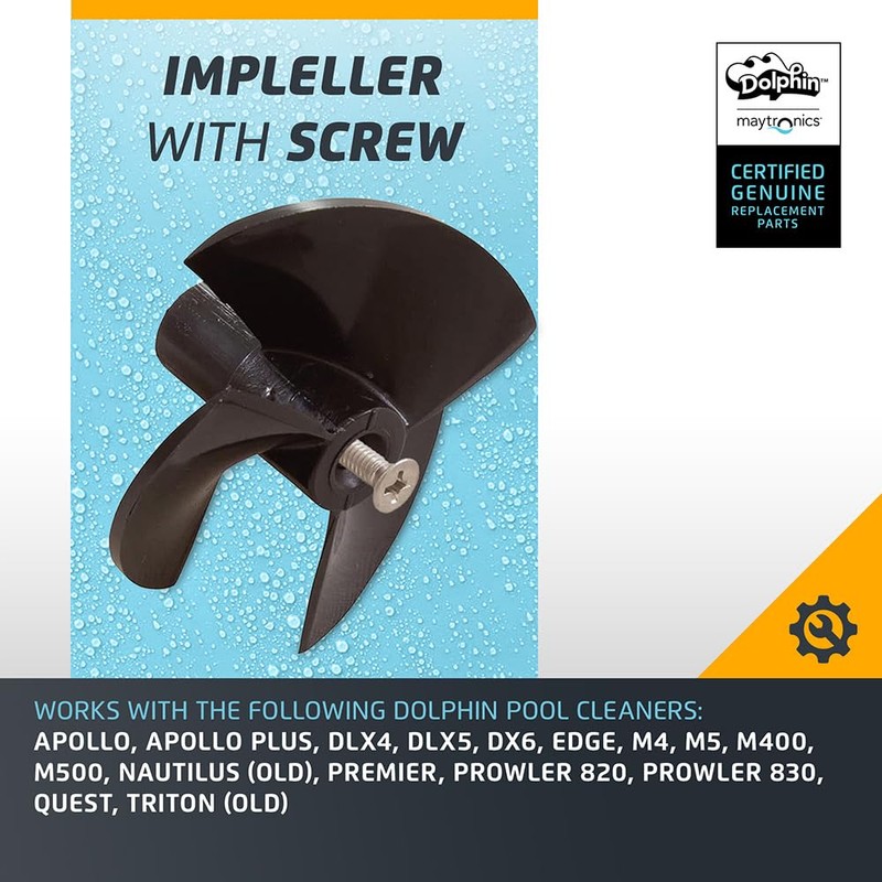 Dolphin Genuine Replacement Part - Impeller with Screw (Black) -