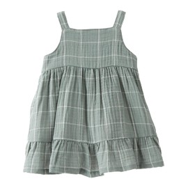 little planet by carter's baby-girls Baby & Toddler Girls' Organic Cotton Dress, Spring Moss Plaid, 6 Months