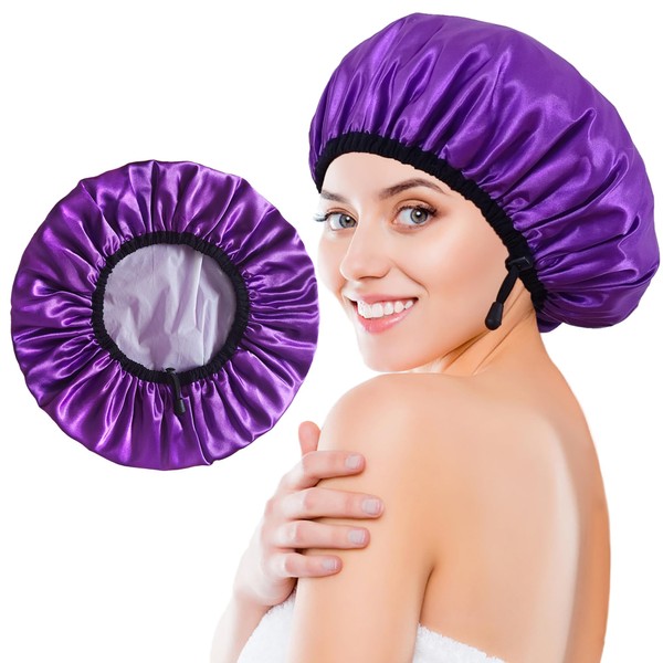 Shower Cap for Women, Large Shower Caps Reusable Waterproof with