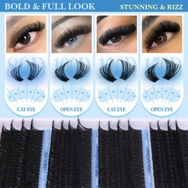 Cluster Lashes Long 14-20mm Individual Eyelashes 80D-150D Volume Eyelash Clusters Thick Tatti Lashes Individual Cluster D Curl DIY Eyelashes Extension Wispy Lashes Strip Lash Clusters by CORUSCATE