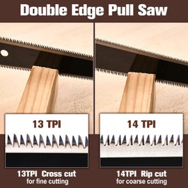 GOLD DEER 8Inch Folding Japanese Pull Saw 13/14 TPI Double-Edged Hand Saw with SK5 Blade and Ebony Handle Pocket Camping Saws with Portable Pouch & Brush Flush Cutters for Hard & Soft Wood