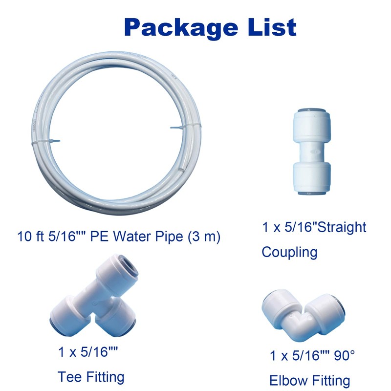 10ft 5/16" Ice Maker Tubing Kit​​: Quick Connect Push-to-Lock Fittings