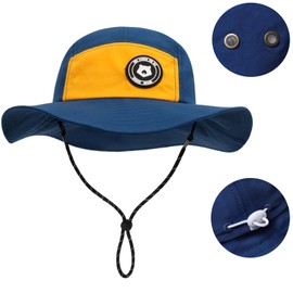 Kids Sun Hat UPF 50+ Quick Dry Foldable Bucket Hat Lightweight Adjustable Safari Fishing Hat for Boys Girls Outdoor 4-8 Years Navy Blue