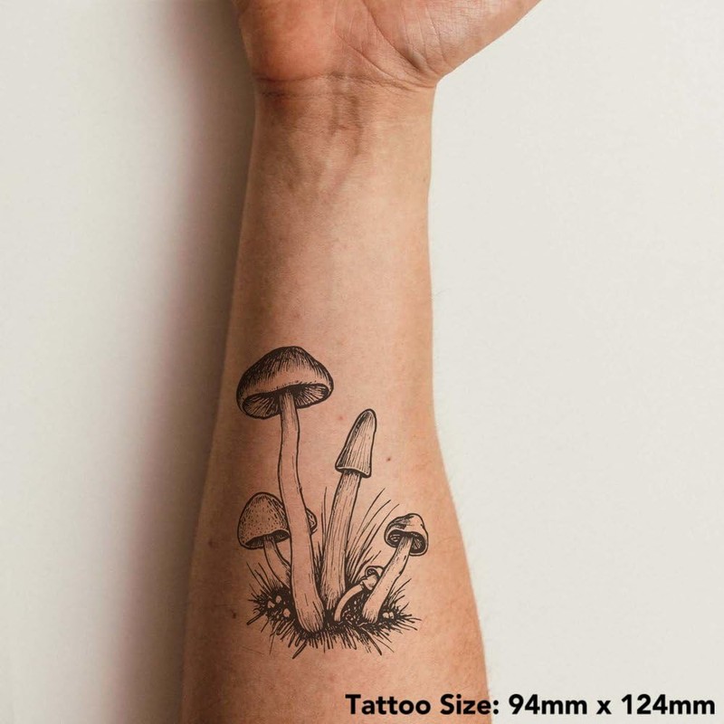 Large 'Wild Mushrooms' Temporary Tattoo (TO00075359)