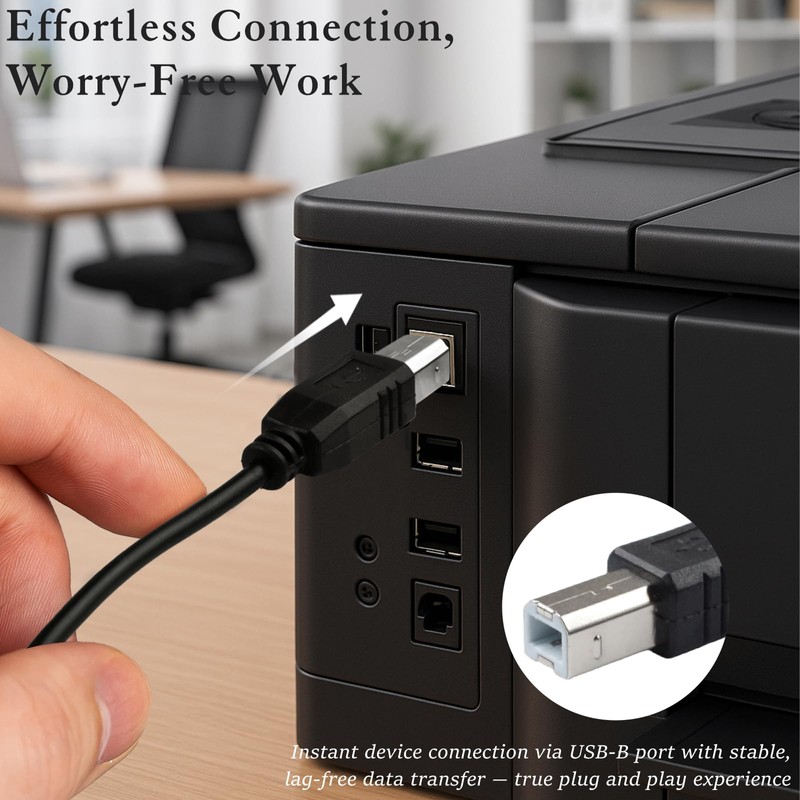Ceemiaa USB-C to USB-B 2.0 Printer & MIDI Cable (3.3FT)