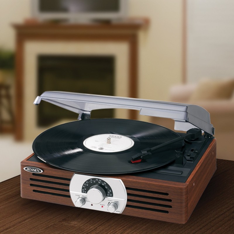 Jensen JTA-222 3-Speed Turntable, case