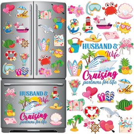 Geiserailie 27 Pieces Summer Cruise Ship Door Decorations Magnetic Couple Cruise Magnets Husband and Wife Magnets Fridge Sticker Magnetic Refrigerator Protector Car Decals for Kitchen
