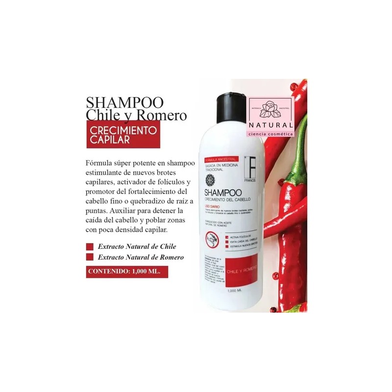 2 Pack Shampoo Crecimiento Capilar De Chile Y Romero