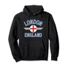London England Flag Circle Blue Text Pullover Hoodie