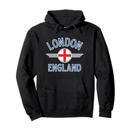 London England Flag Circle Blue Text Pullover Hoodie