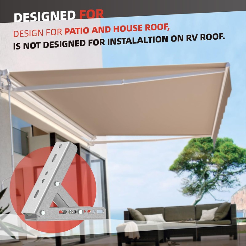Universal Roof Mounting Bracket for Retractable Awnings, Adjustable Angle Premium