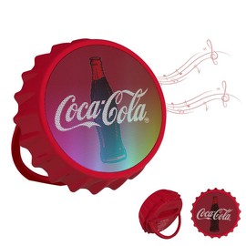 Coca-Cola Bottle Cap Shaped LED Light Bluetooth Speaker, Wall Mountable, Kick Stand, FM Radio - Style: Coca-Cola