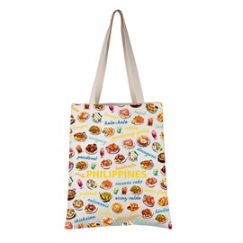 VAMSII Jamaica Gift Filipino Dishes Tote Bag Philippines Food Handbag Philippines Vacation Trip Gift Philippines Culture Gift (Filipino Dishes T)