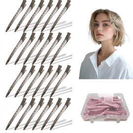 24 Pcs Large Metal Alligator Hair Clips for Curls, Sliver Alligator Hair Clip Duckbill Styling Clips for Sectioning Dyeing Thick Hair Curling Salon Use (sliiver)