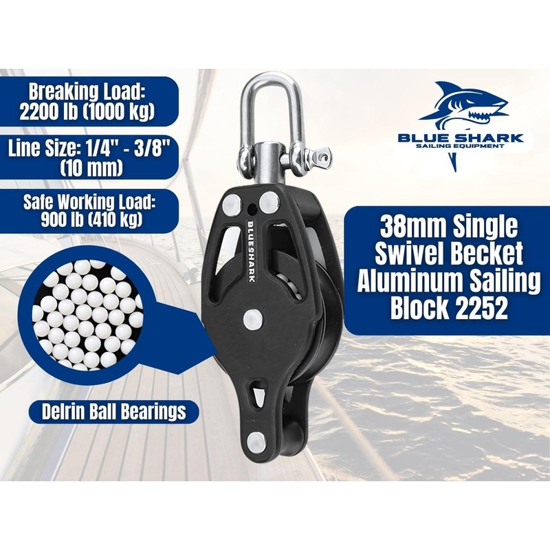 Sailboat blocks Aluminum 38mm Single 2252