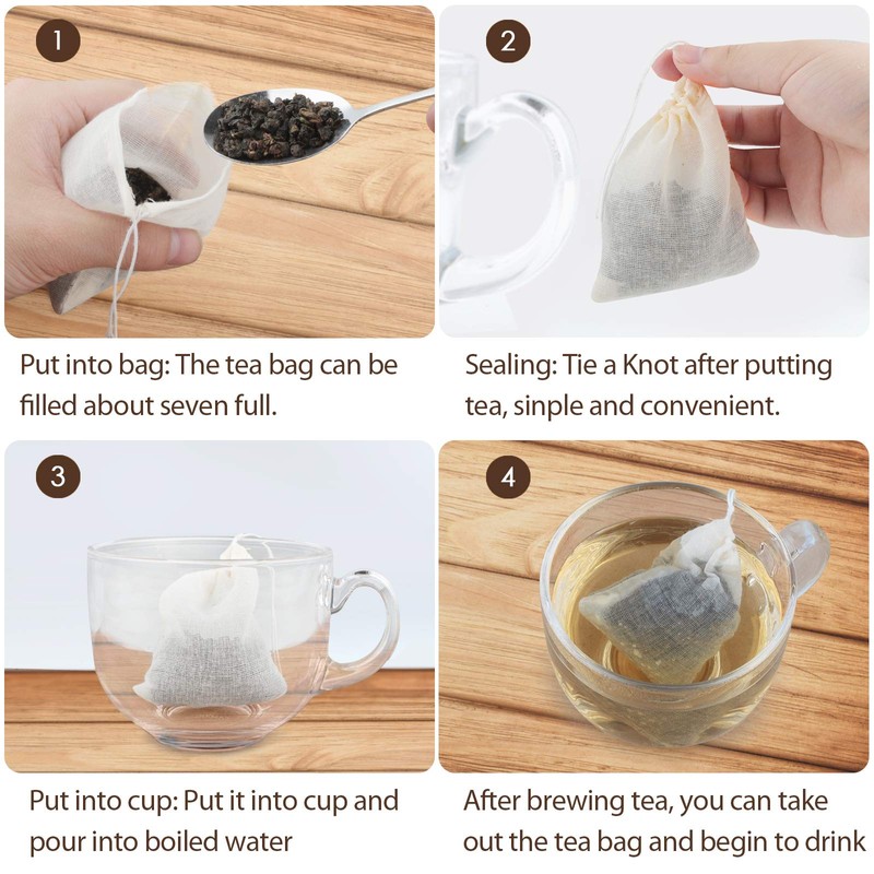 Tea Filter Bags, 50 Pack Housim Reusable Cotton Tea Bags