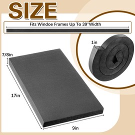 Pangda 6 Pcs Pcs 17 x 9 x 7/8 Inch Window Air Conditioner Insulated Foam Panels Insulation Winter Ac Side Surround Panels Kit with Top Seal Strip for Summer and Winter Indoor (Black)