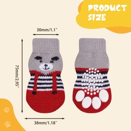 AUAUY Anti Slip Dog Socks, Dog Socks, Pet Paw Protector, Pet Socks Traction Control for Indoor Wear, Suitable for Small Medium Dogs and Cats Indoor Outdoor Walking (M-Pink)