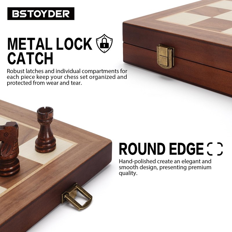 2 in 1 Magnetic Wooden Chess and Checkers Board Game